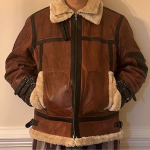 Real Leather Tan Bomber